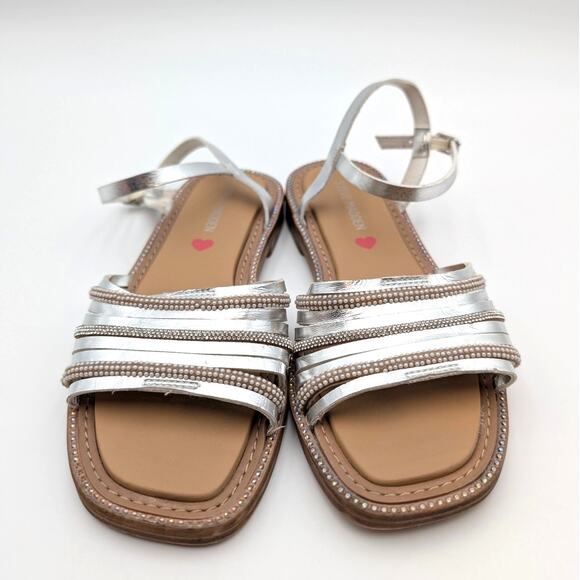 Steve Madden Playful Embellished Sandal Adjustable Girls Silver Size US3M EU34 - Picture 2 of 10